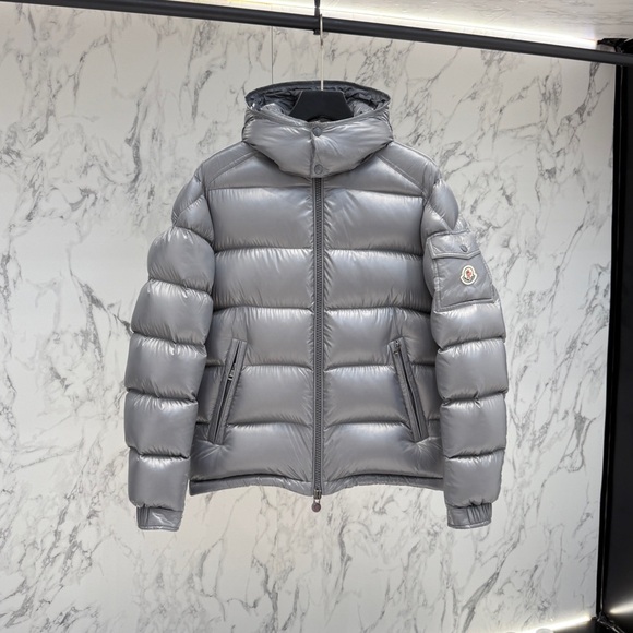 Moncler Silver Puffer Jacket for Men - Picture 1 of 9